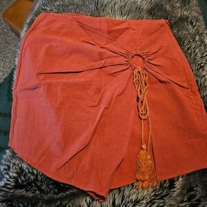 SHEIN Rust Mini Skirt with Tassel Accent
